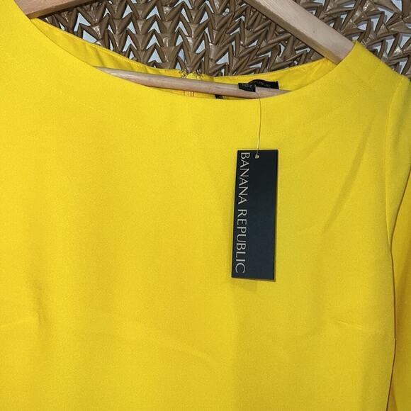 Banana Republic yellow ruffle sleeve dress size 2 new with tags - Picture 7 of 10